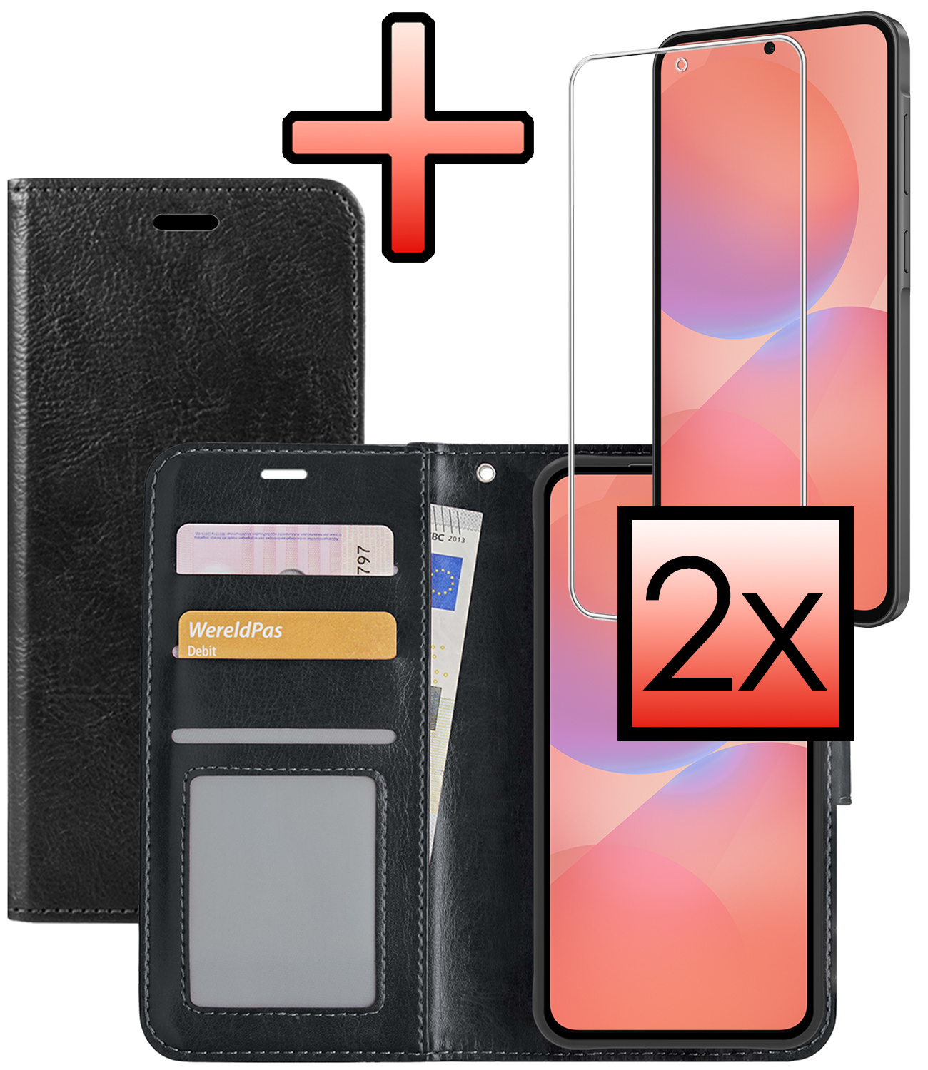 NoXx NoXx Samsung Galaxy A36 Hoesje Bookcase Met 2x Screenprotector - Zwart