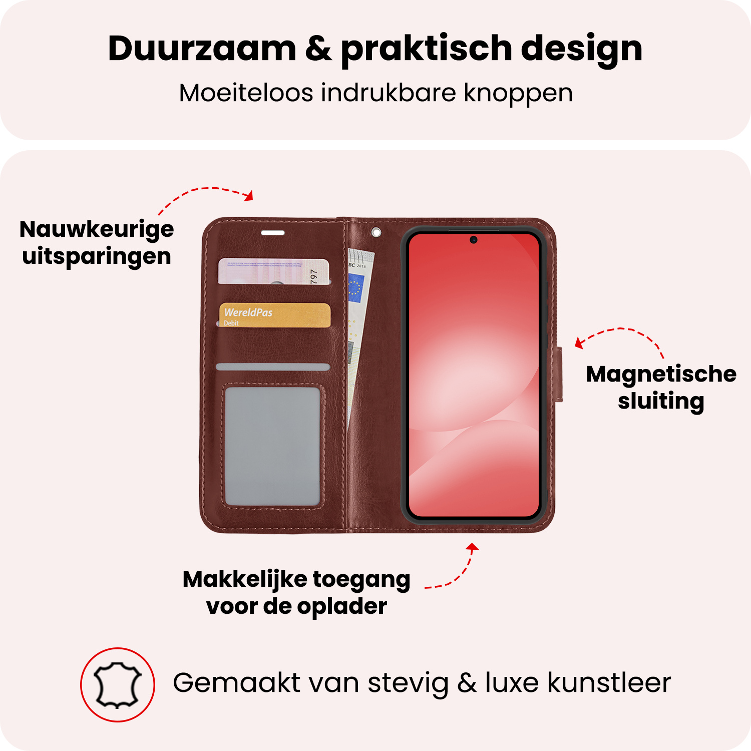 NoXx NoXx Samsung Galaxy A56 Hoesje Bookcase - Bruin