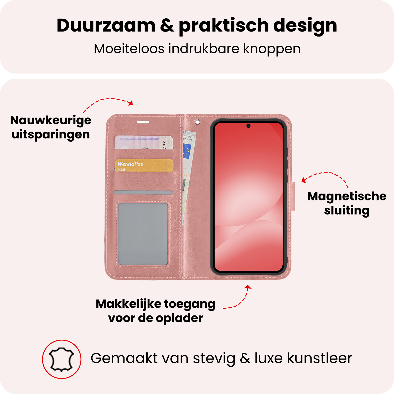 NoXx NoXx Samsung Galaxy A56 Hoesje Bookcase - Rose Goud