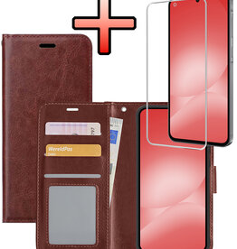 NoXx NoXx Samsung Galaxy A56 Hoesje Bookcase Met Screenprotector - Bruin