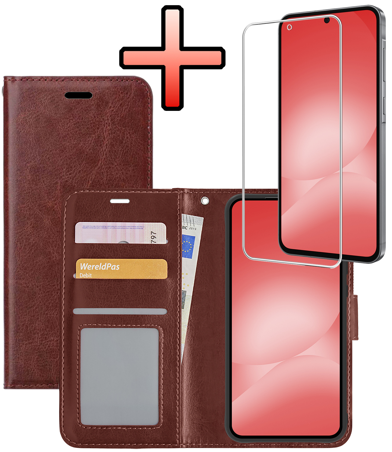 NoXx NoXx Samsung Galaxy A56 Hoesje Bookcase Met Screenprotector - Bruin