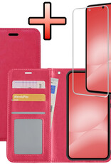 NoXx NoXx Samsung Galaxy A56 Hoesje Bookcase Met Screenprotector - Donkerroze
