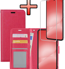 NoXx NoXx Samsung Galaxy A56 Hoesje Bookcase Met Screenprotector - Donkerroze