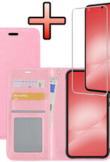 NoXx NoXx Samsung Galaxy A56 Hoesje Bookcase Met Screenprotector - Lichtroze