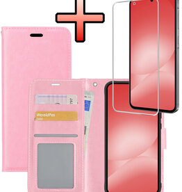 NoXx NoXx Samsung Galaxy A56 Hoesje Bookcase Met Screenprotector - Lichtroze