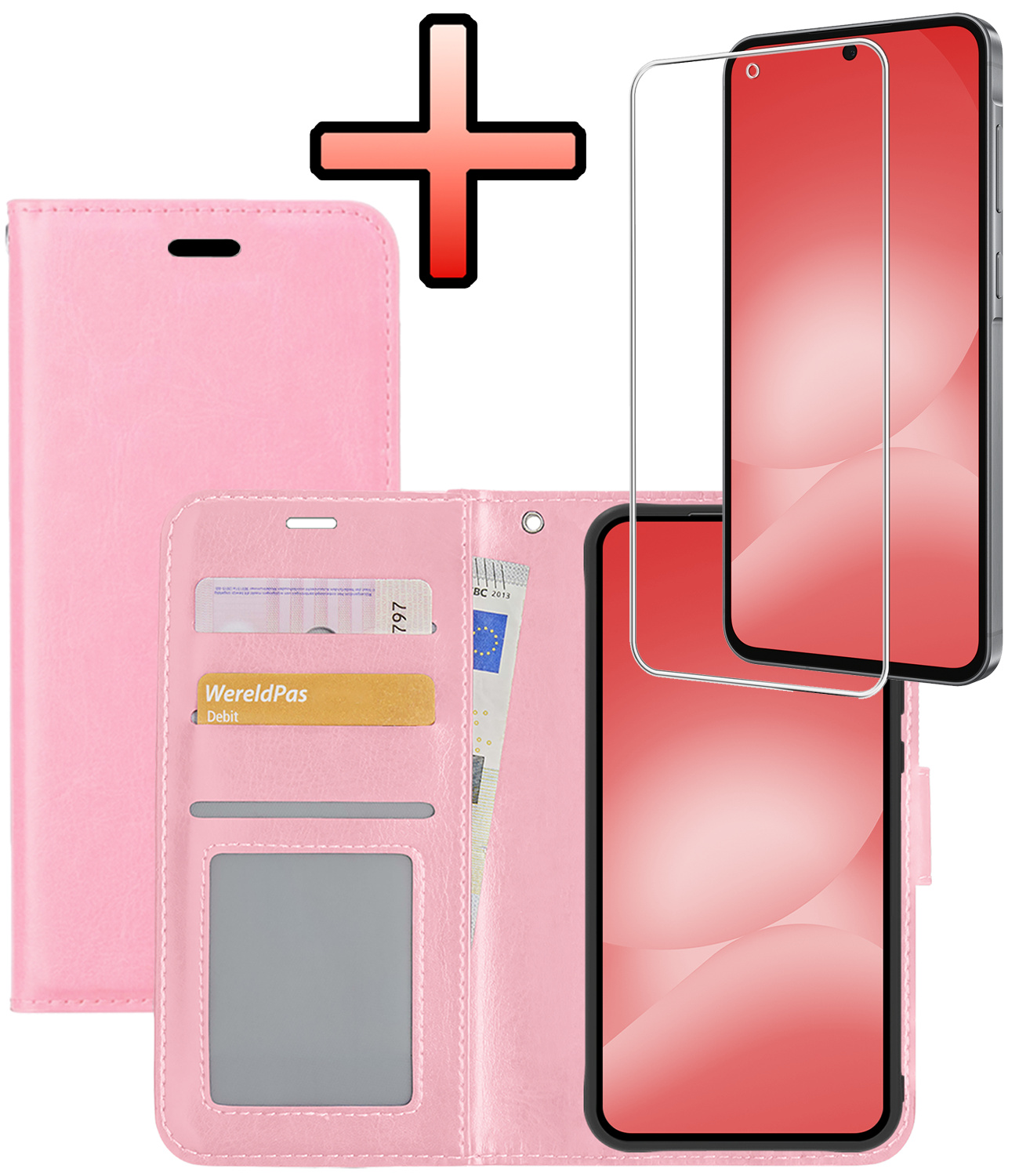 NoXx NoXx Samsung Galaxy A56 Hoesje Bookcase Met Screenprotector - Lichtroze