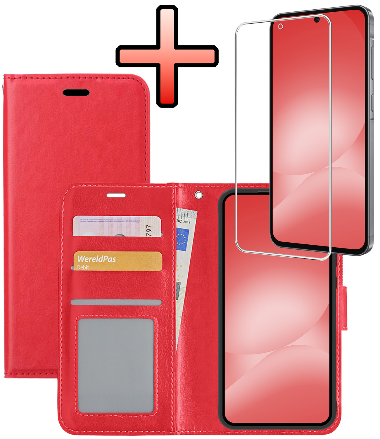 NoXx NoXx Samsung Galaxy A56 Hoesje Bookcase Met Screenprotector - Rood