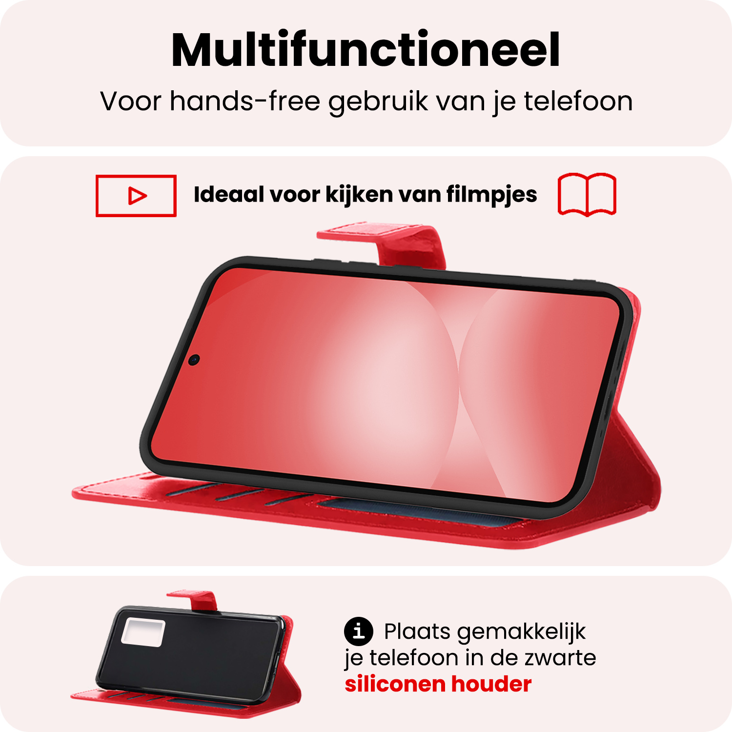NoXx NoXx Samsung Galaxy A56 Hoesje Bookcase Met Screenprotector - Rood
