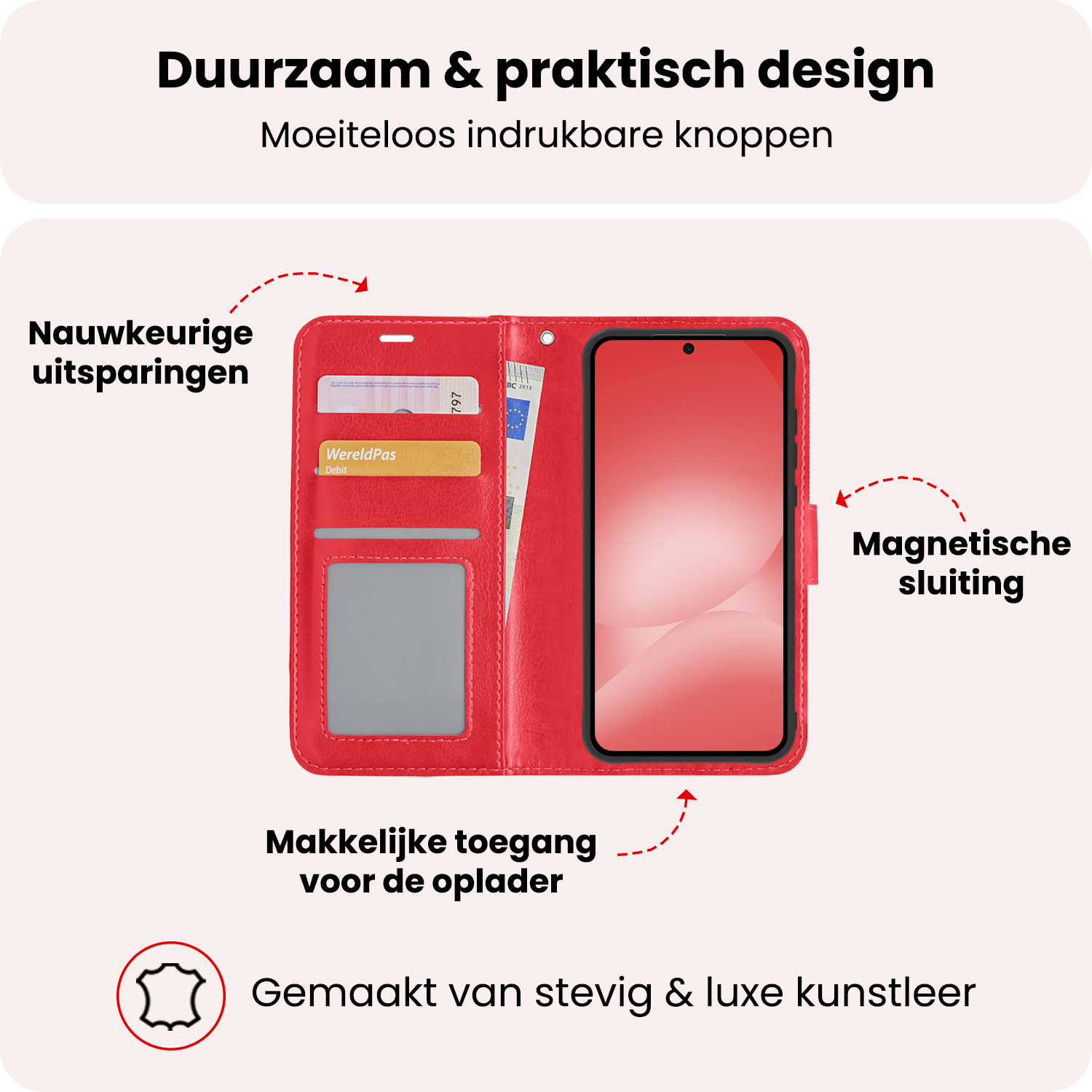 NoXx NoXx Samsung Galaxy A56 Hoesje Bookcase Met Screenprotector - Rood