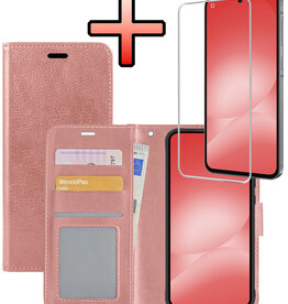NoXx NoXx Samsung Galaxy A56 Hoesje Bookcase Met Screenprotector - Rose Goud