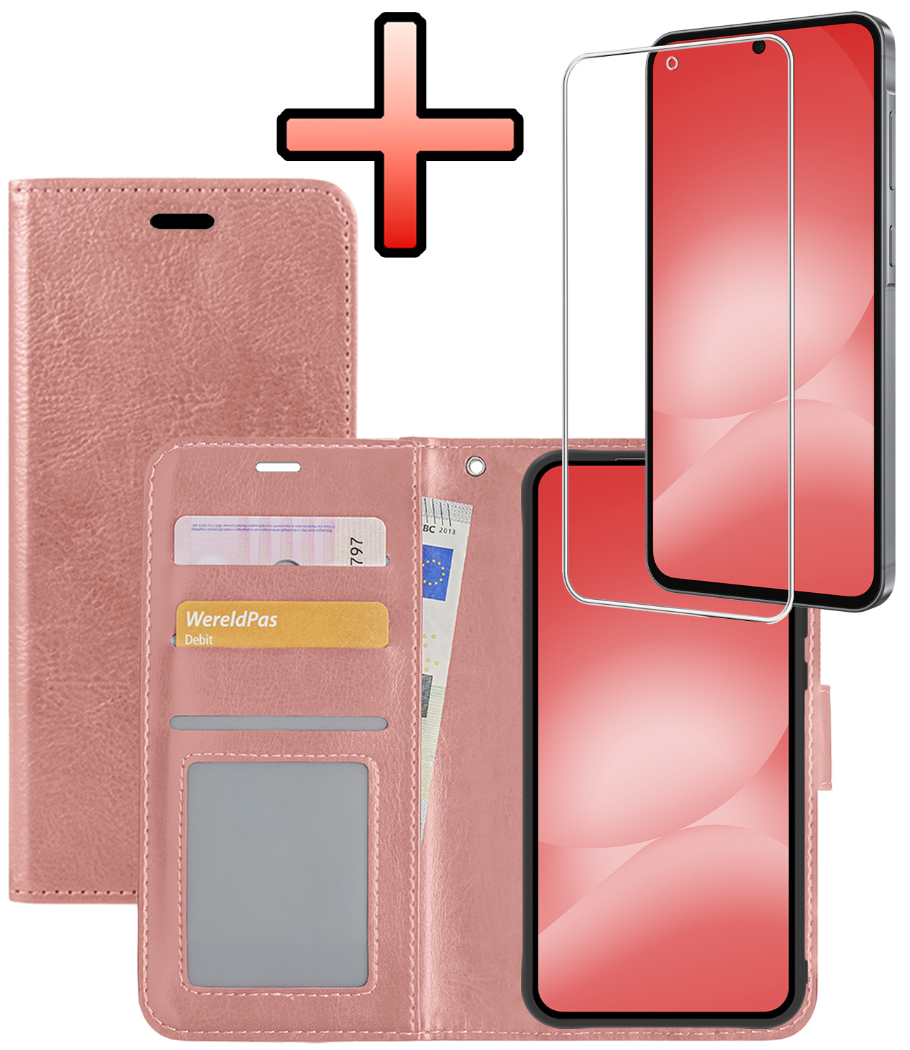 NoXx NoXx Samsung Galaxy A56 Hoesje Bookcase Met Screenprotector - Rose Goud