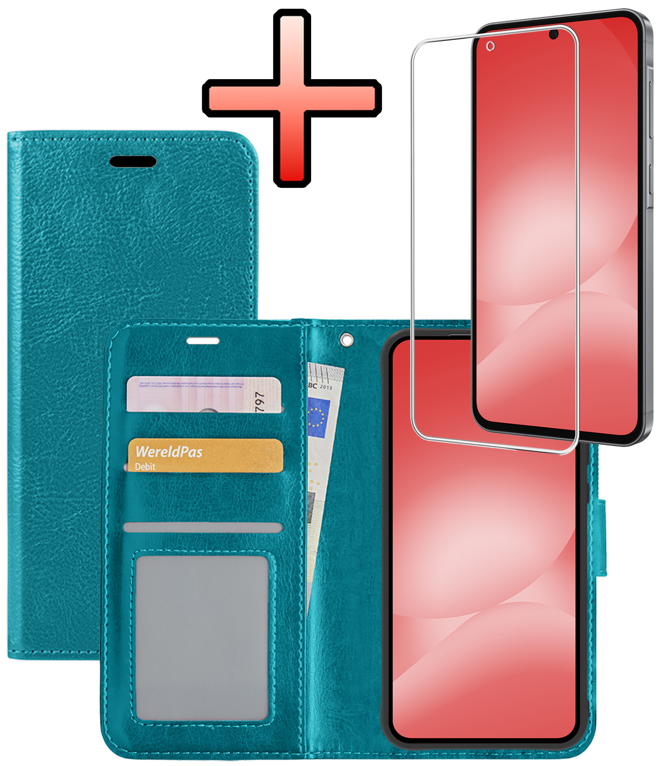 NoXx NoXx Samsung Galaxy A56 Hoesje Bookcase Met Screenprotector - Turquoise