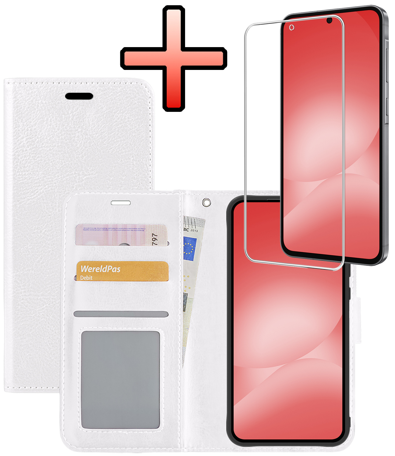 NoXx NoXx Samsung Galaxy A56 Hoesje Bookcase Met Screenprotector - Wit