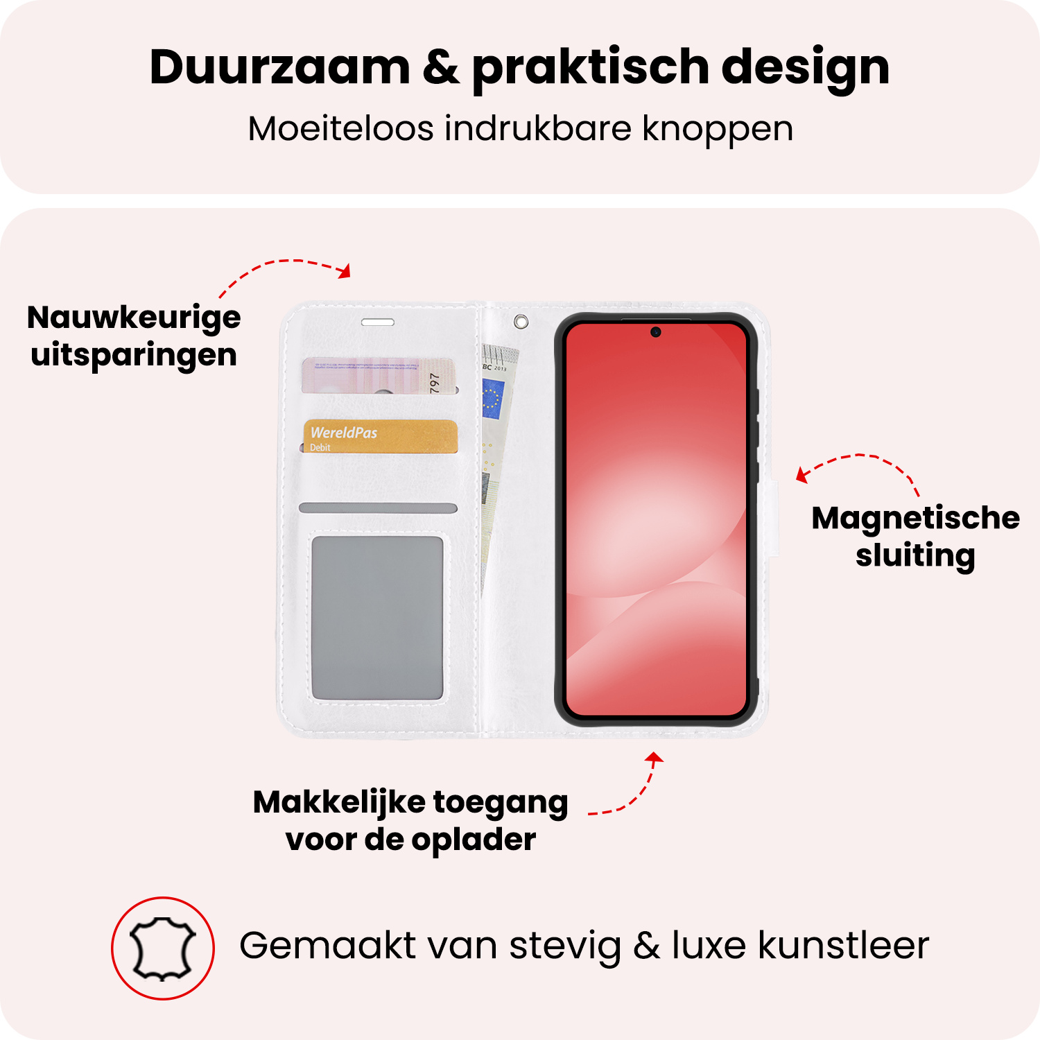 NoXx NoXx Samsung Galaxy A56 Hoesje Bookcase Met Screenprotector - Wit