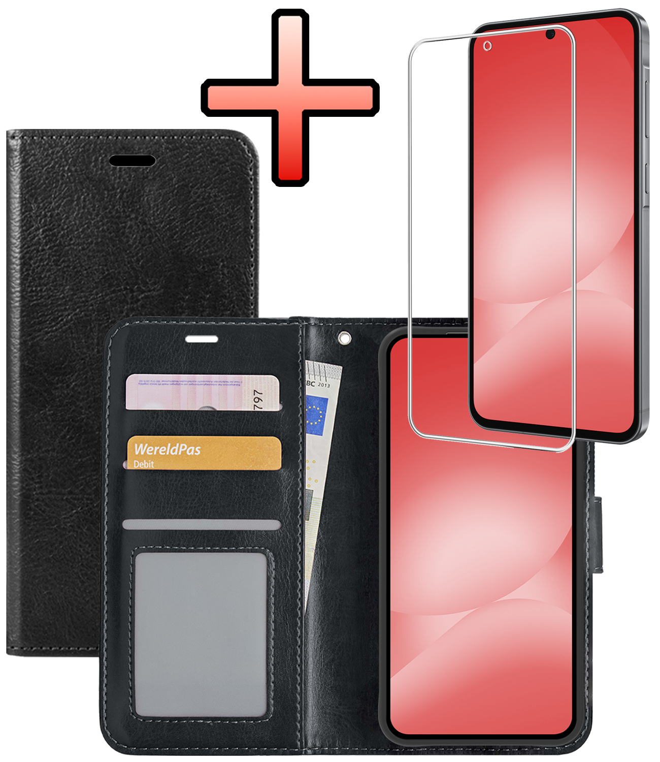 NoXx NoXx Samsung Galaxy A56 Hoesje Bookcase Met Screenprotector - Zwart