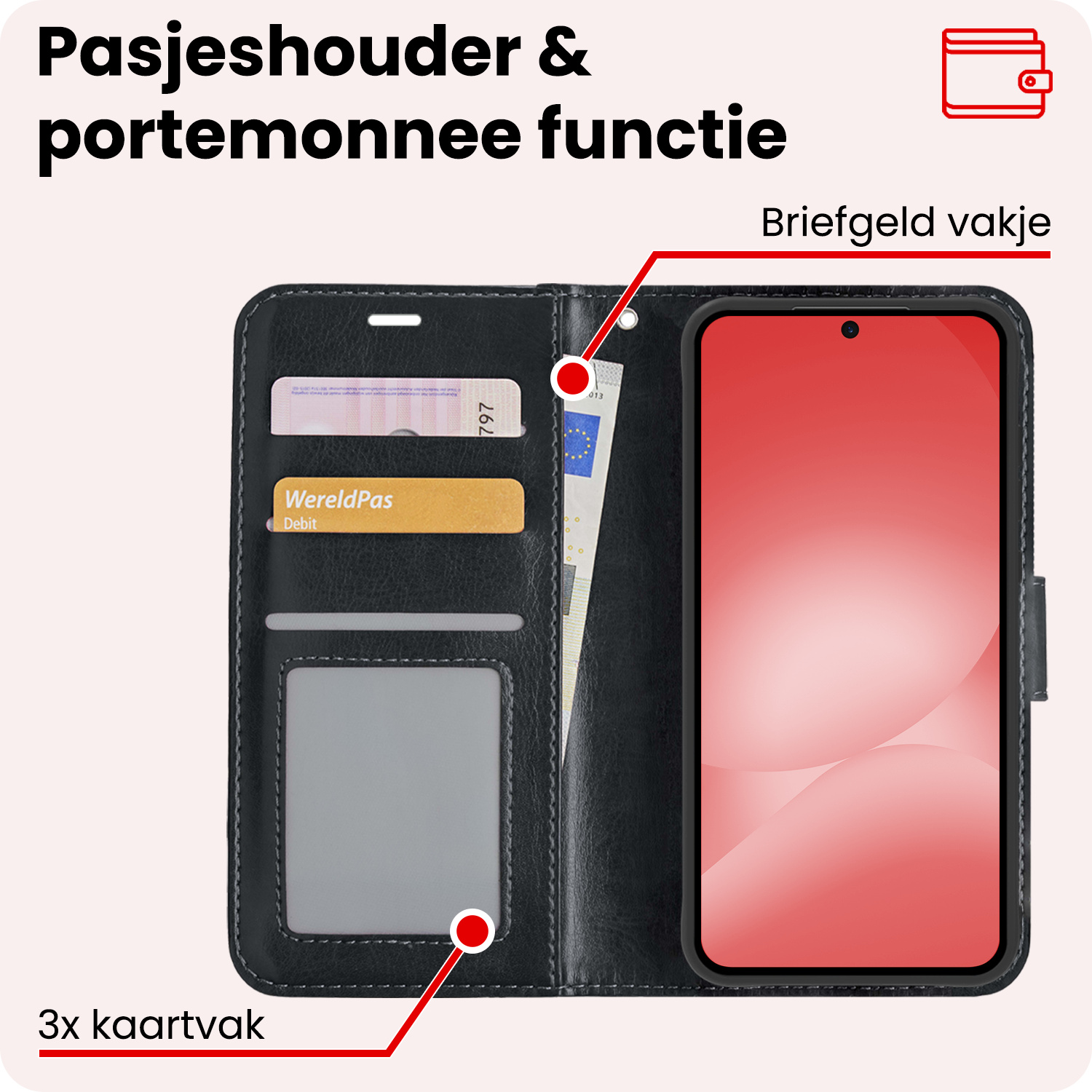 NoXx NoXx Samsung Galaxy A56 Hoesje Bookcase Met Screenprotector - Zwart