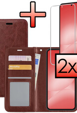 NoXx NoXx Samsung Galaxy A56 Hoesje Bookcase Met 2x Screenprotector - Bruin