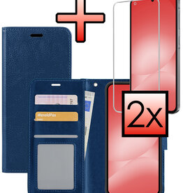 NoXx NoXx Samsung Galaxy A56 Hoesje Bookcase Met 2x Screenprotector - Donkerblauw