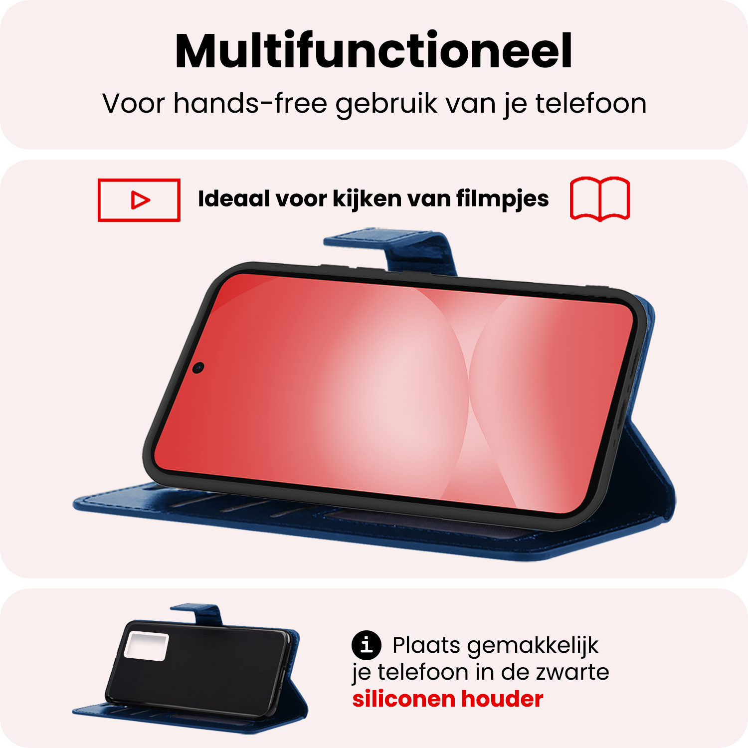 NoXx NoXx Samsung Galaxy A56 Hoesje Bookcase Met 2x Screenprotector - Donkerblauw