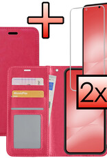 NoXx NoXx Samsung Galaxy A56 Hoesje Bookcase Met 2x Screenprotector - Donkerroze