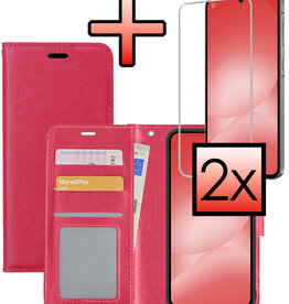 NoXx NoXx Samsung Galaxy A56 Hoesje Bookcase Met 2x Screenprotector - Donkerroze