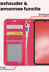 NoXx NoXx Samsung Galaxy A56 Hoesje Bookcase Met 2x Screenprotector - Donkerroze