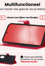 NoXx NoXx Samsung Galaxy A56 Hoesje Bookcase Met 2x Screenprotector - Donkerroze