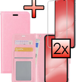 NoXx NoXx Samsung Galaxy A56 Hoesje Bookcase Met 2x Screenprotector - Lichtroze