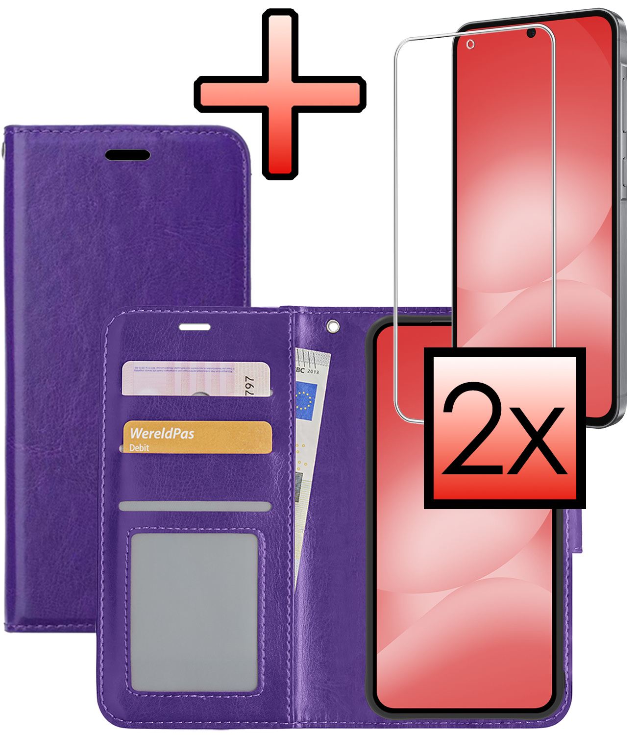 NoXx NoXx Samsung Galaxy A56 Hoesje Bookcase Met 2x Screenprotector - Paars