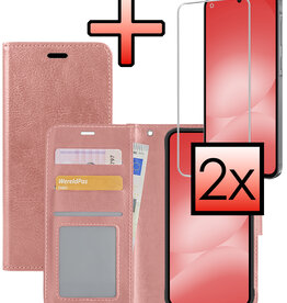 NoXx NoXx Samsung Galaxy A56 Hoesje Bookcase Met 2x Screenprotector - Rose Goud