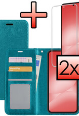 NoXx NoXx Samsung Galaxy A56 Hoesje Bookcase Met 2x Screenprotector - Turquoise