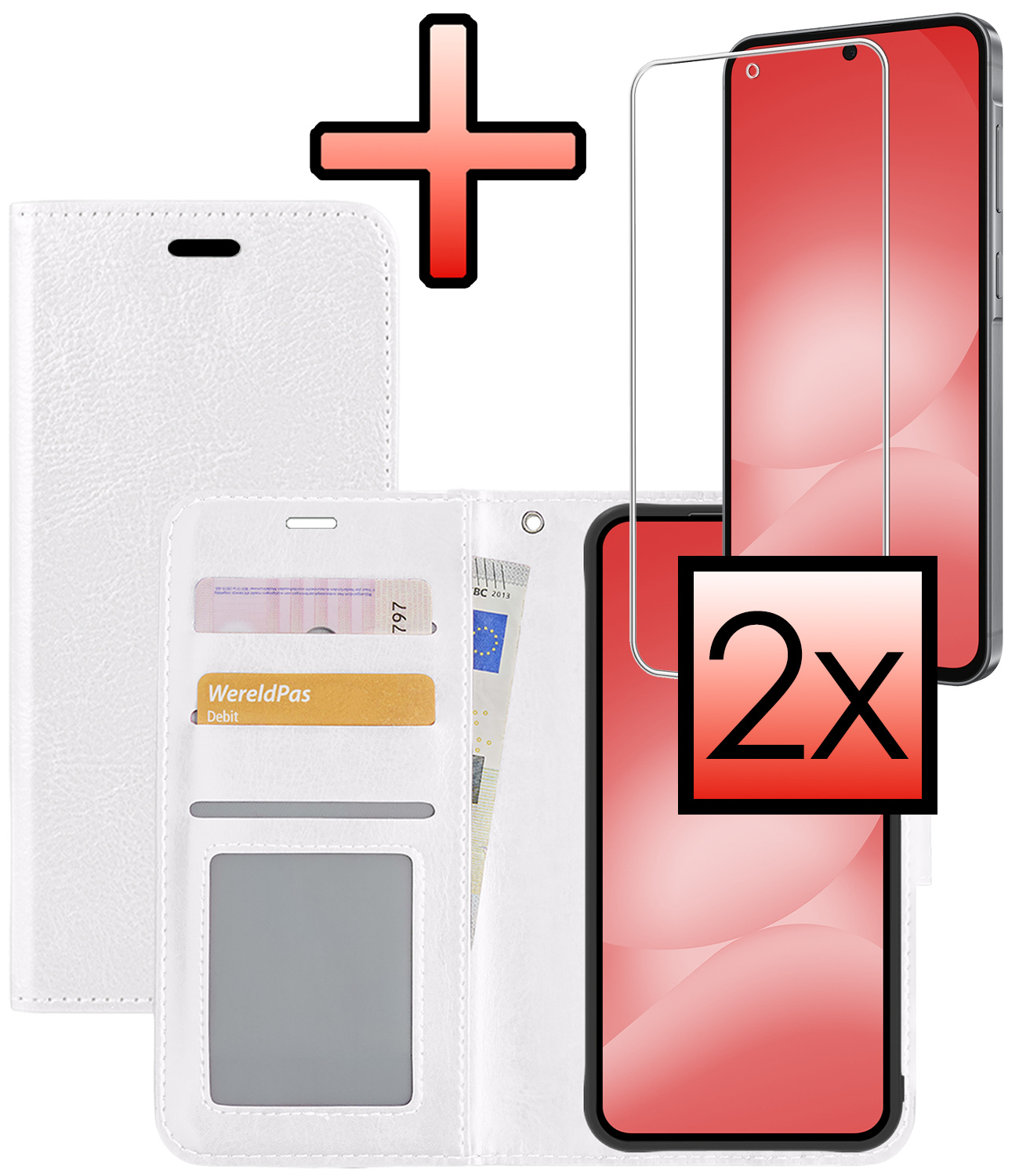NoXx NoXx Samsung Galaxy A56 Hoesje Bookcase Met 2x Screenprotector - Wit