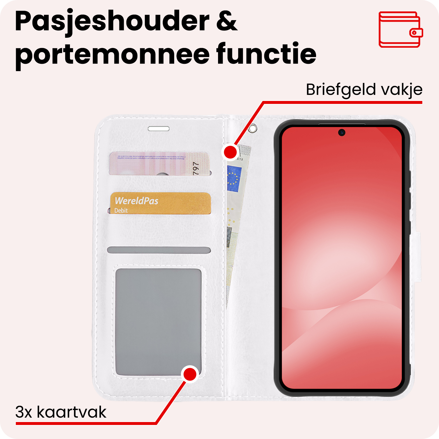 NoXx NoXx Samsung Galaxy A56 Hoesje Bookcase Met 2x Screenprotector - Wit
