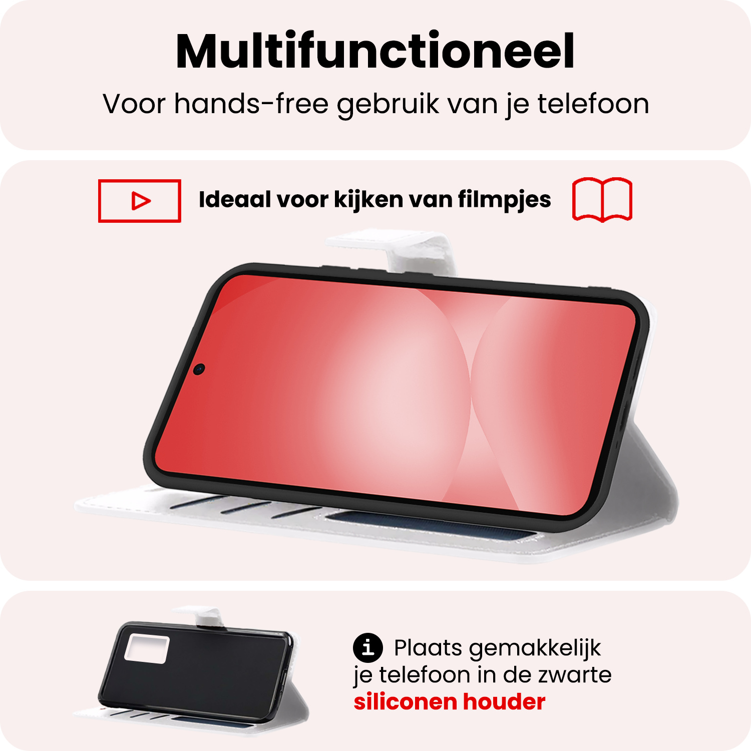 NoXx NoXx Samsung Galaxy A56 Hoesje Bookcase Met 2x Screenprotector - Wit