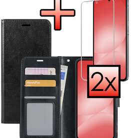 NoXx NoXx Samsung Galaxy A56 Hoesje Bookcase Met 2x Screenprotector - Zwart