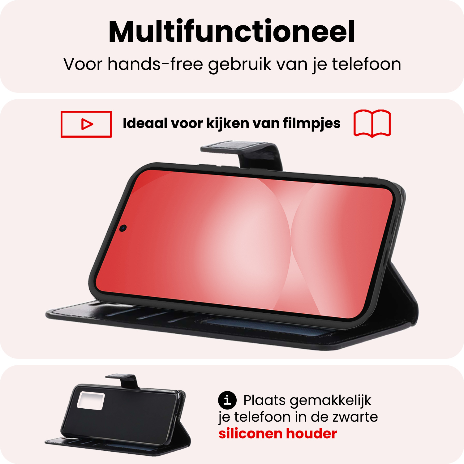 NoXx NoXx Samsung Galaxy A56 Hoesje Bookcase Met 2x Screenprotector - Zwart