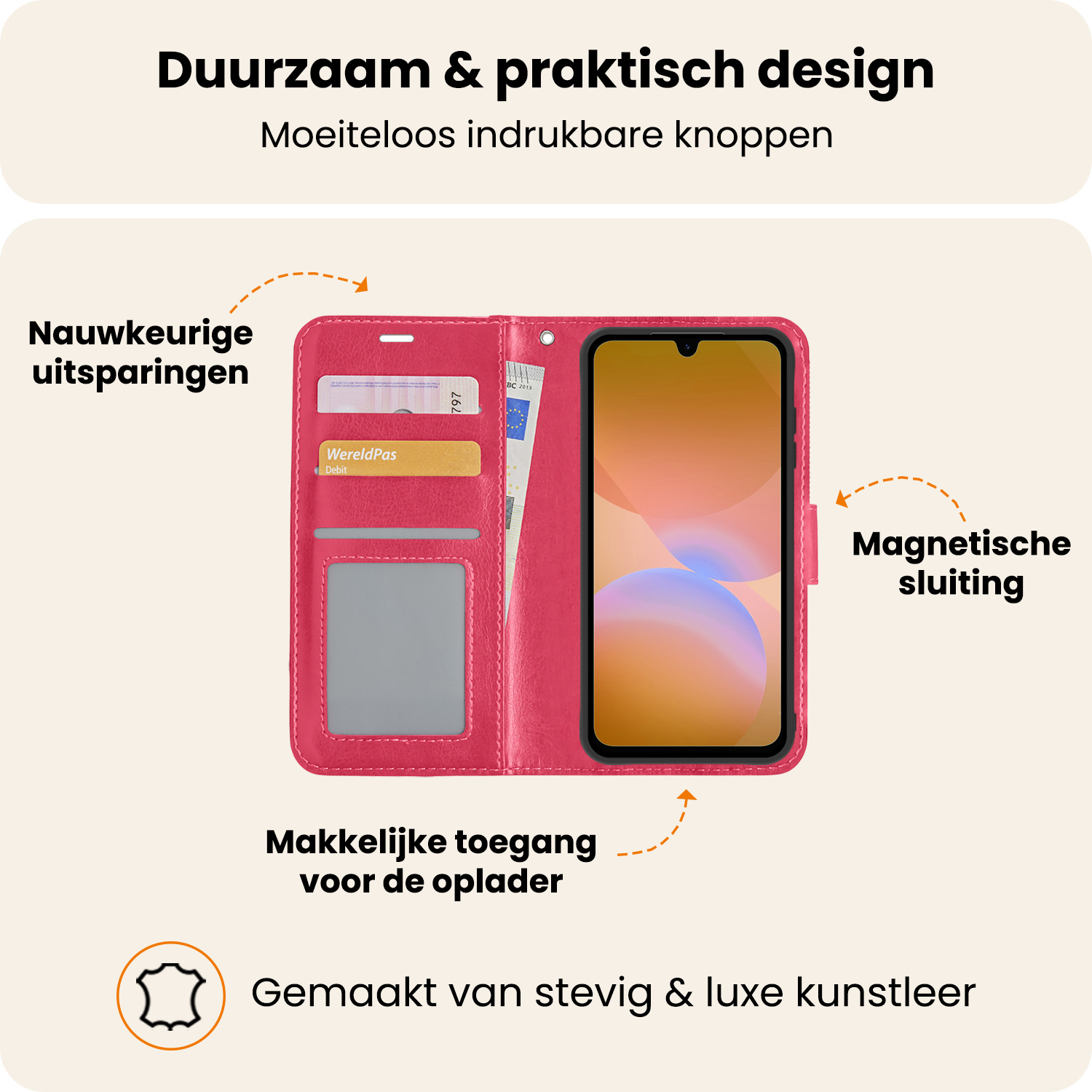 Nomfy Nomfy Samsung Galaxy A26 Hoesje Bookcase - Donkerroze