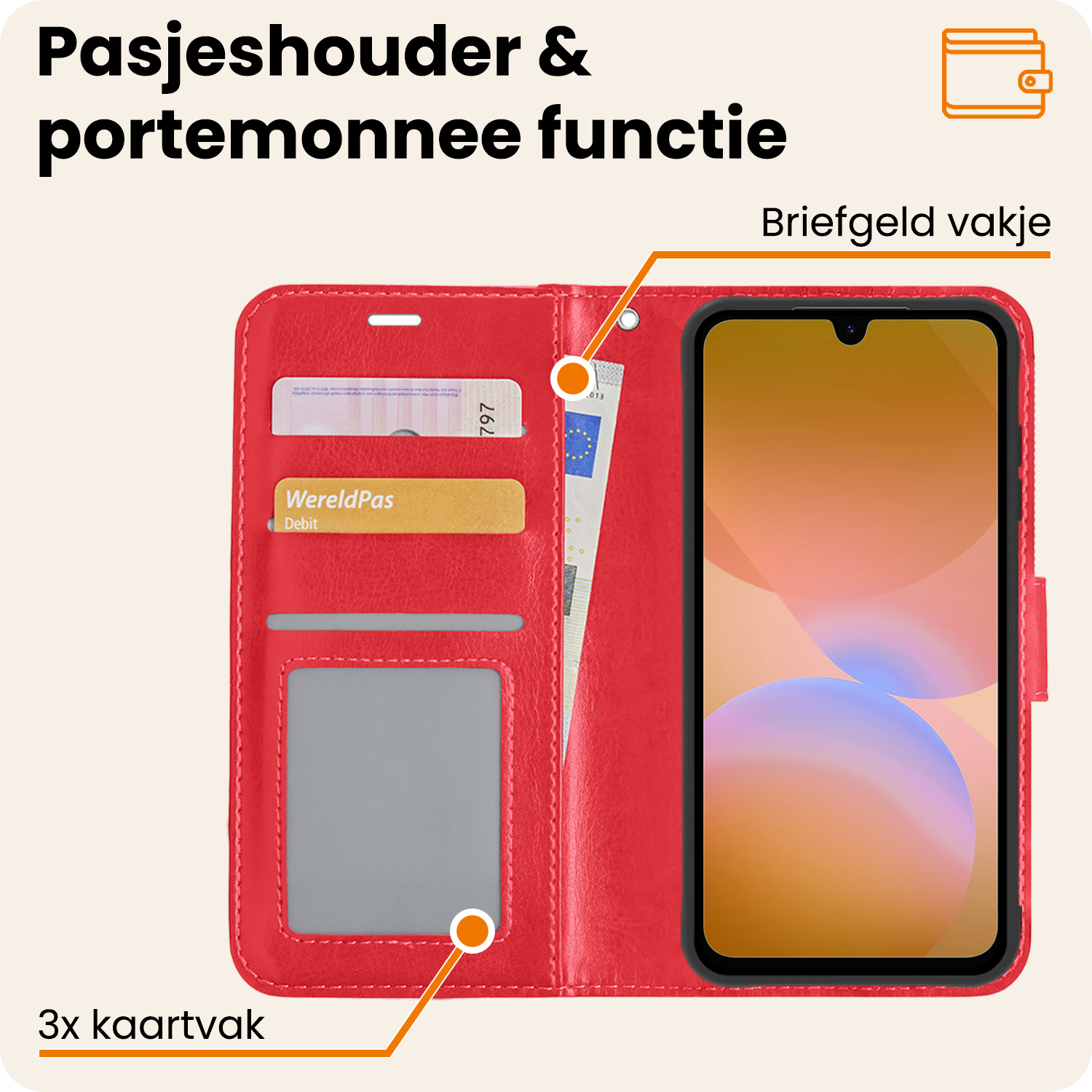 Nomfy Nomfy Samsung Galaxy A26 Hoesje Bookcase - Rood