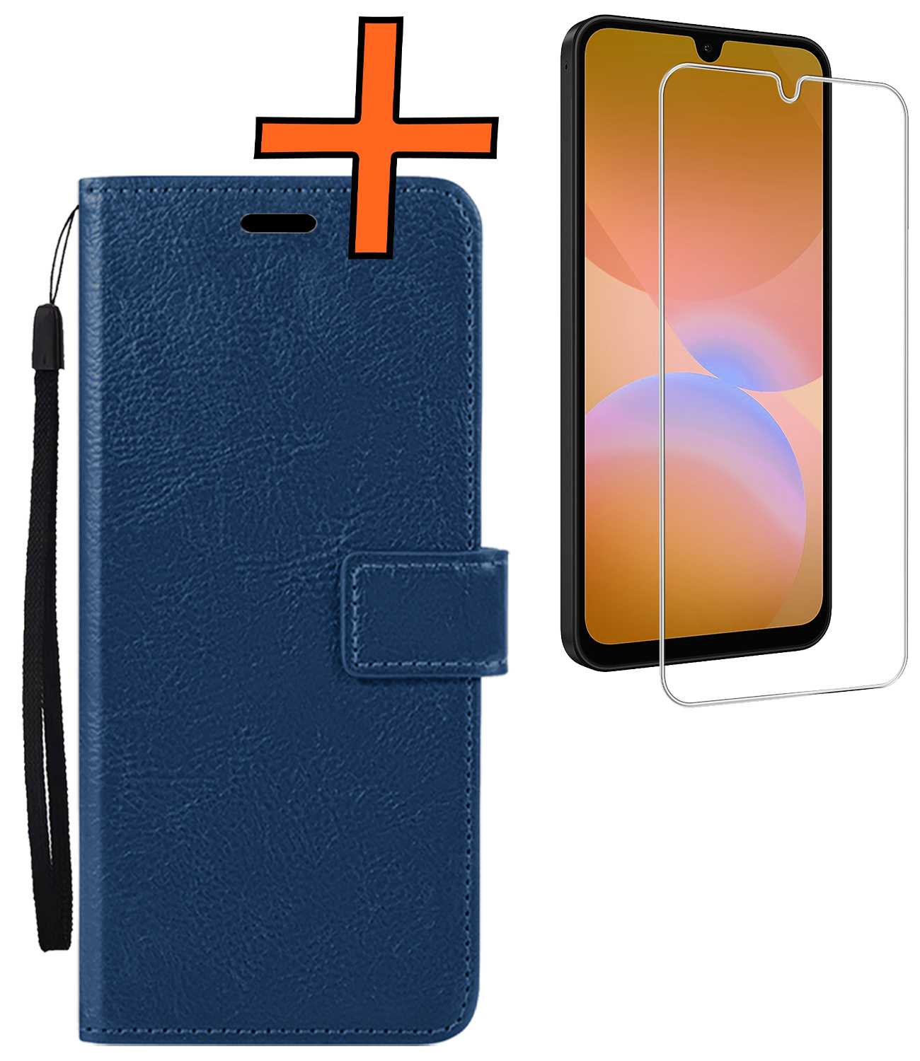 Nomfy Nomfy Samsung Galaxy A26 Hoesje Bookcase Met Screenprotector - Donkerblauw