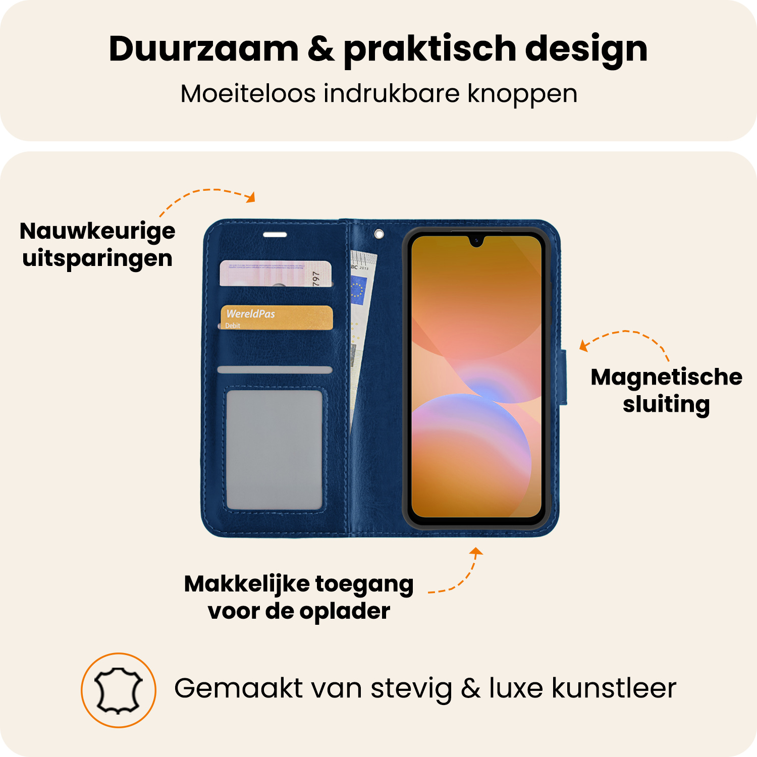 Nomfy Nomfy Samsung Galaxy A26 Hoesje Bookcase Met Screenprotector - Donkerblauw