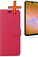 Nomfy Nomfy Samsung Galaxy A26 Hoesje Bookcase Met Screenprotector - Donkerroze