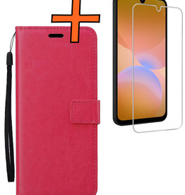 Nomfy Nomfy Samsung Galaxy A26 Hoesje Bookcase Met Screenprotector - Donkerroze