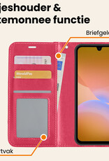 Nomfy Nomfy Samsung Galaxy A26 Hoesje Bookcase Met Screenprotector - Donkerroze