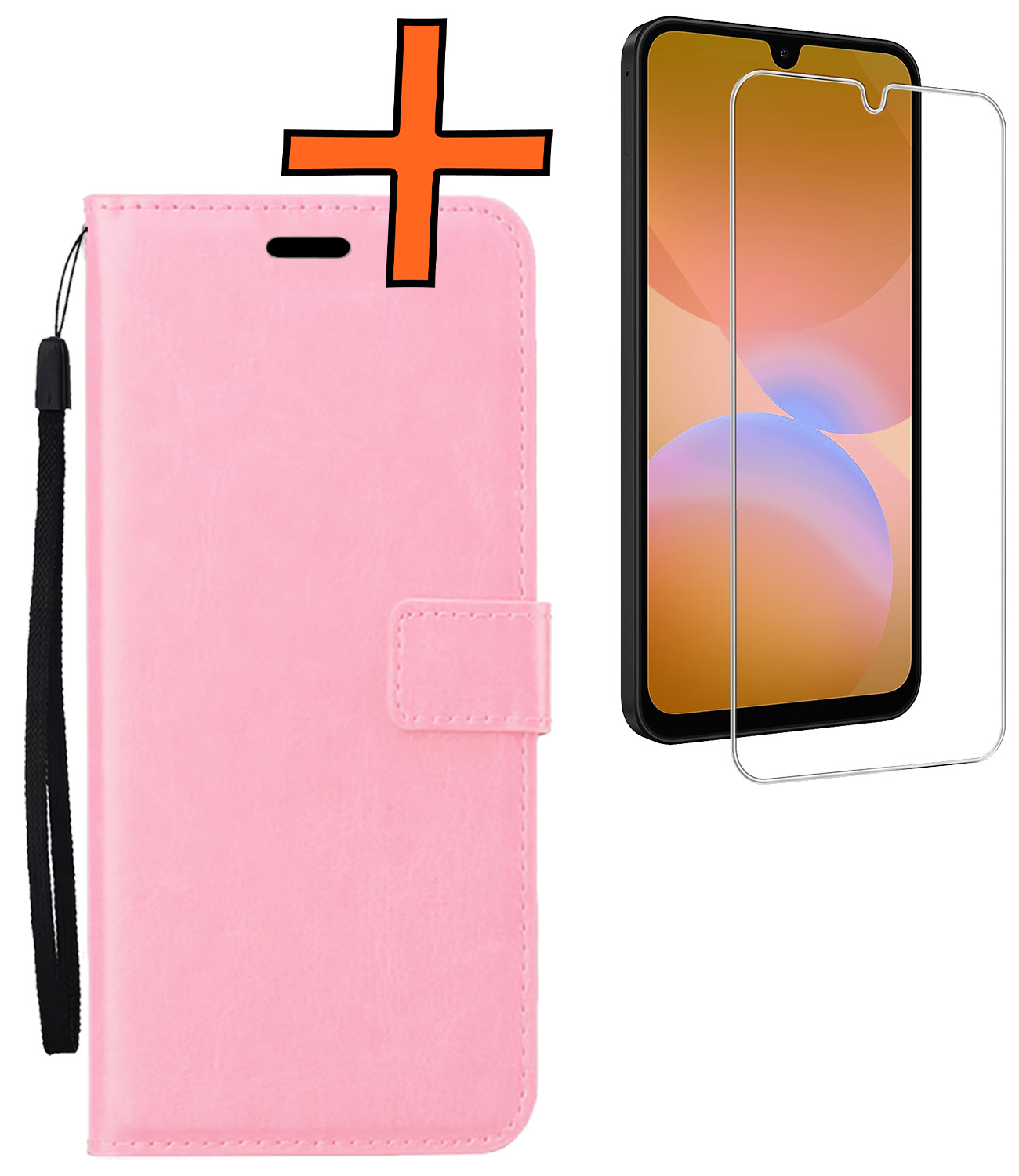 Nomfy Nomfy Samsung Galaxy A26 Hoesje Bookcase Met Screenprotector - Lichtroze