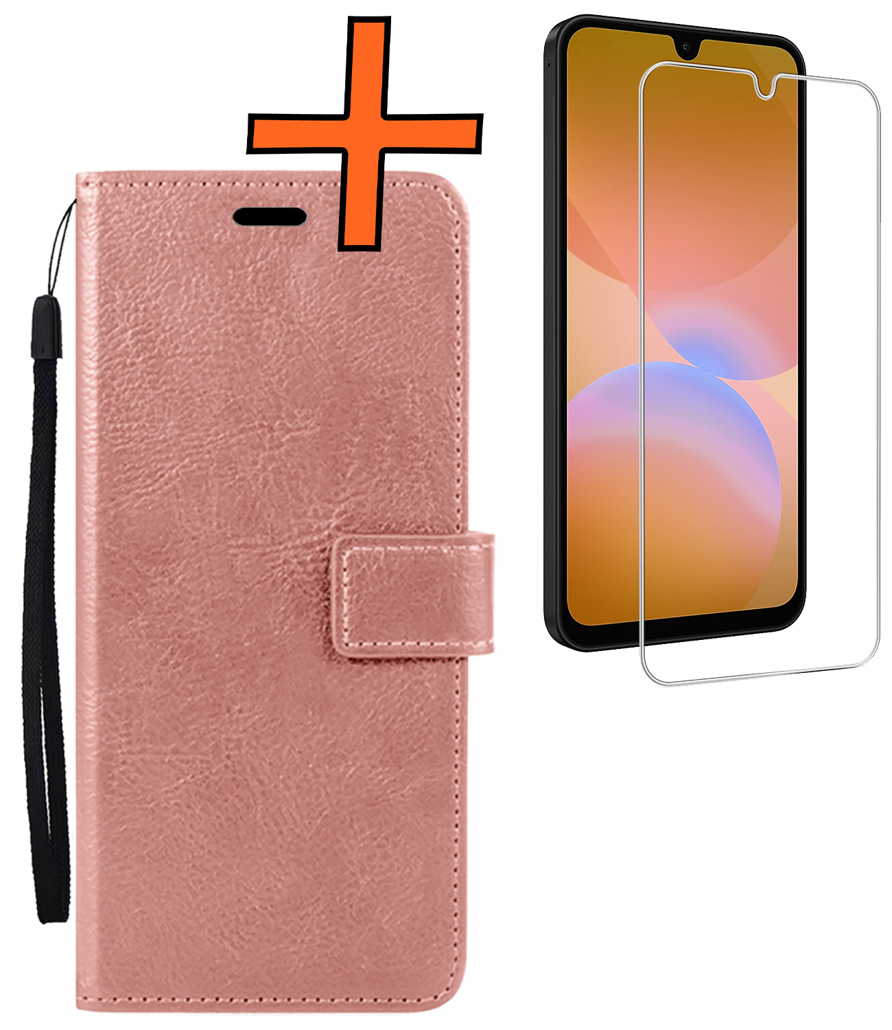 Nomfy Nomfy Samsung Galaxy A26 Hoesje Bookcase Met Screenprotector - Rose Goud