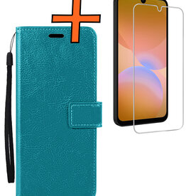 Nomfy Nomfy Samsung Galaxy A26 Hoesje Bookcase Met Screenprotector - Turquoise