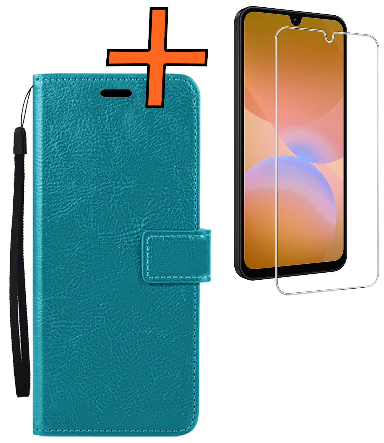 Nomfy Nomfy Samsung Galaxy A26 Hoesje Bookcase Met Screenprotector - Turquoise