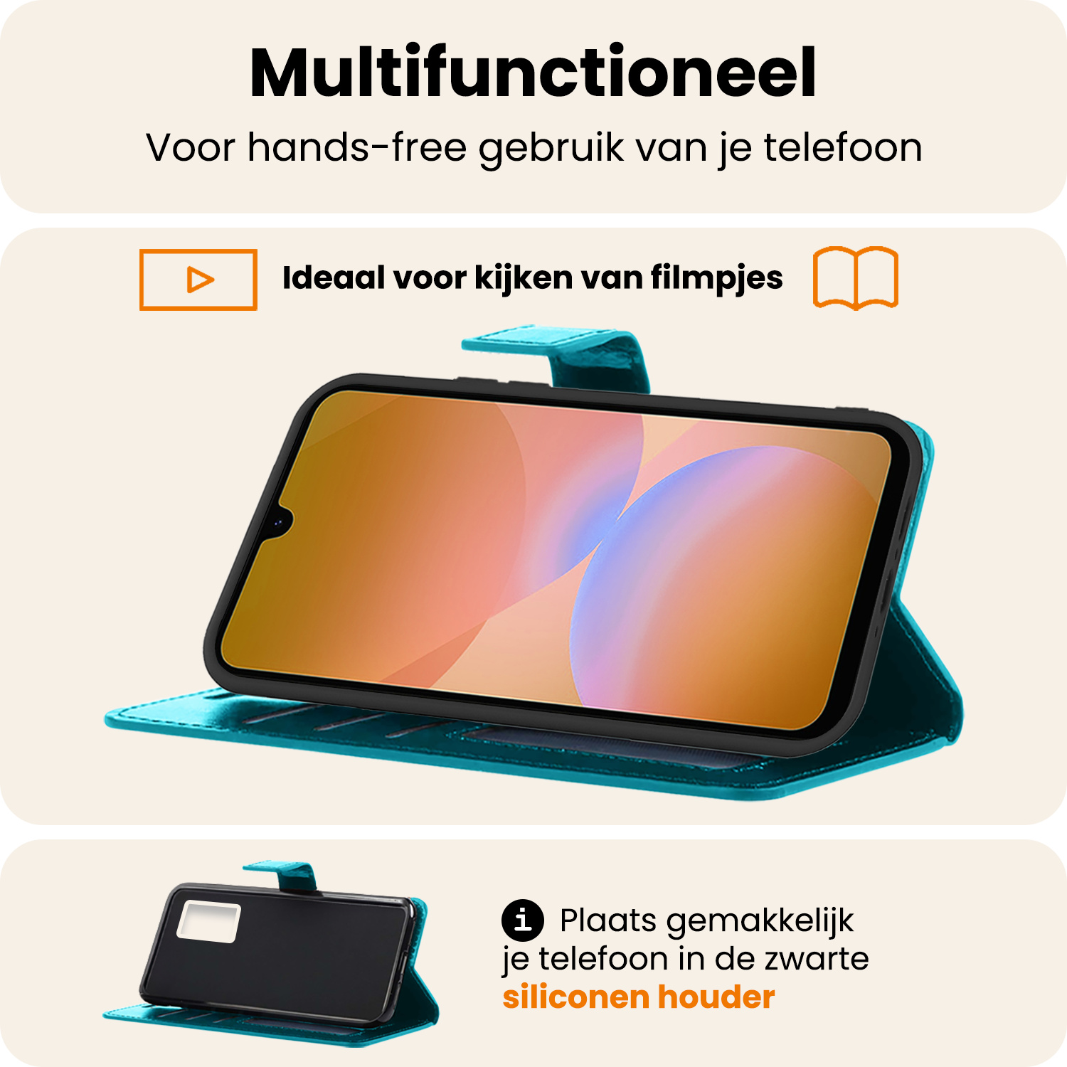 Nomfy Nomfy Samsung Galaxy A26 Hoesje Bookcase Met Screenprotector - Turquoise
