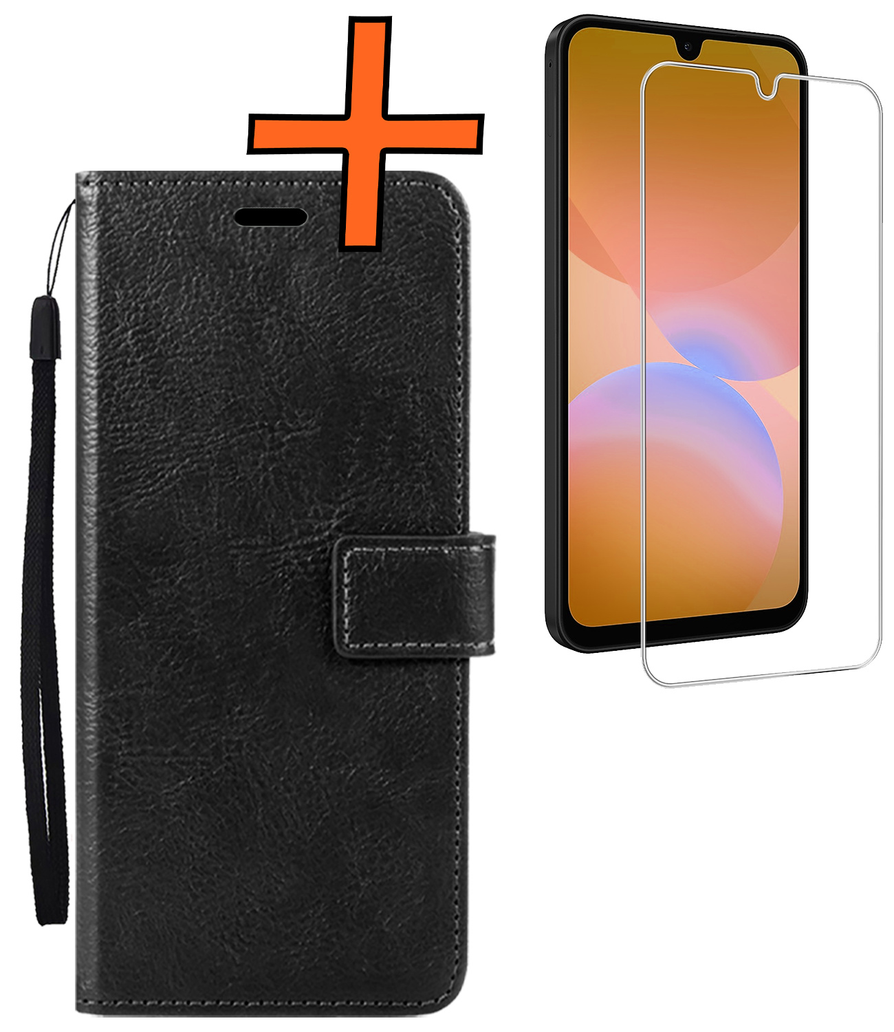 Nomfy Nomfy Samsung Galaxy A26 Hoesje Bookcase Met Screenprotector - Zwart