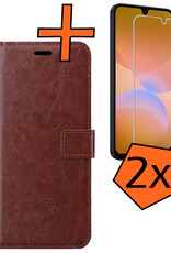 Nomfy Nomfy Samsung Galaxy A26 Hoesje Bookcase Met 2x Screenprotector - Bruin